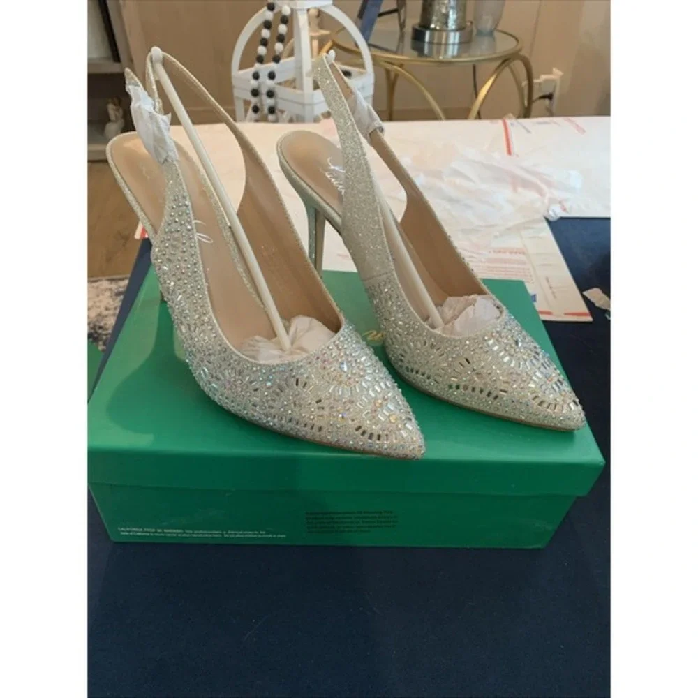 Lauren Lorraine Rachel Women's‎ Size 8 Rhinestone Slingback Heels Pumps NEW